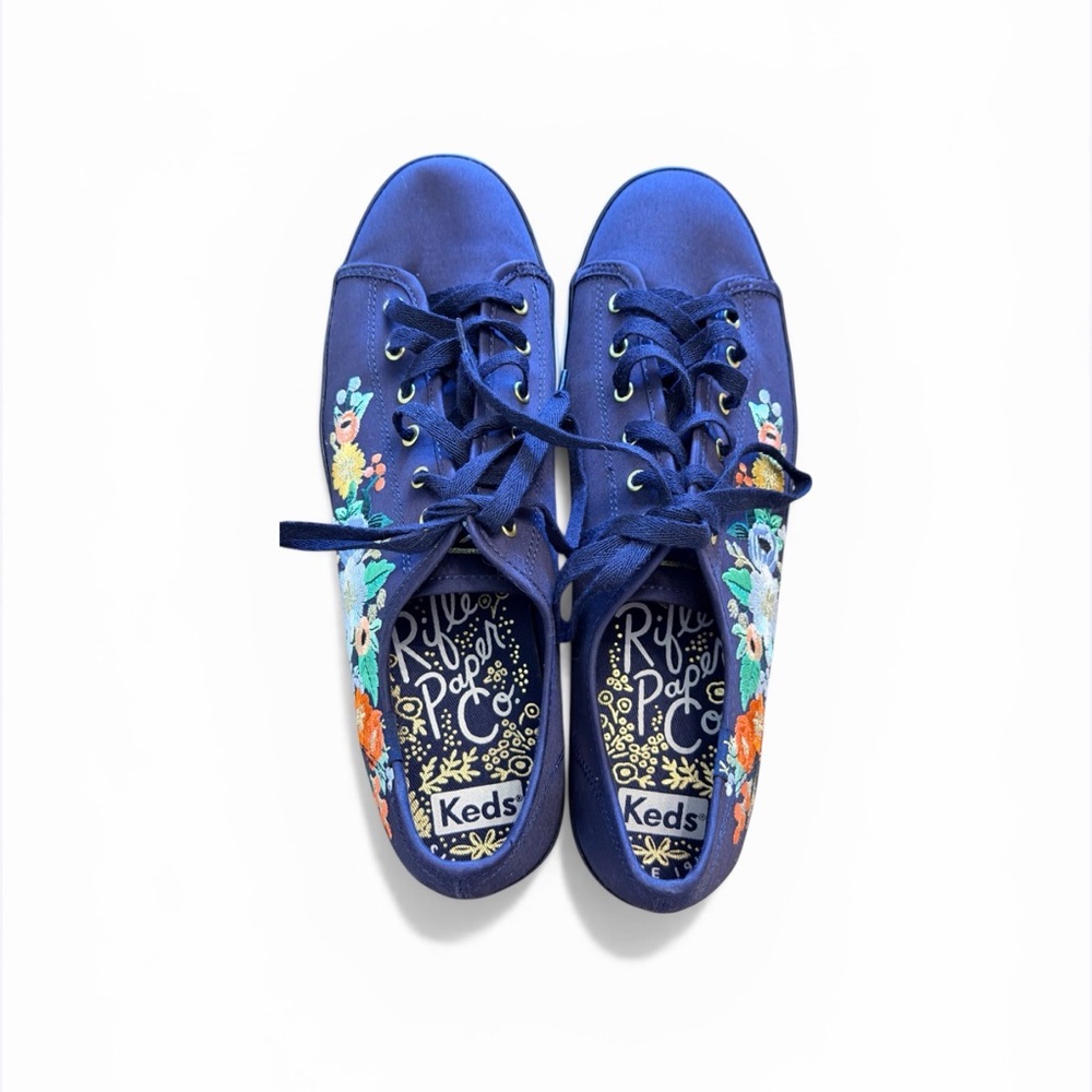 Keds Navy Blue Floral Embroidered Sneakers